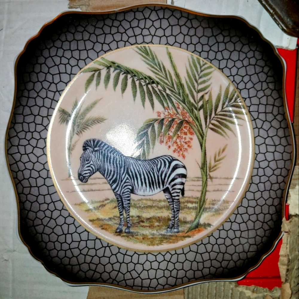 Email de Limoges 1855 I. Godinger Plate Zebra